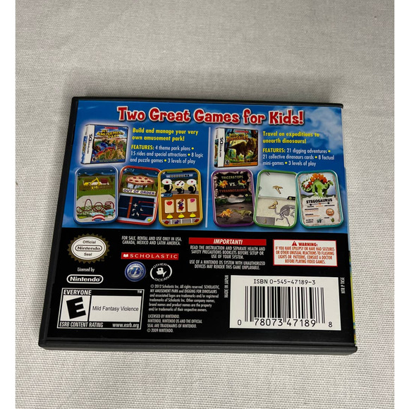 Nintendo DS 2 Game Pack My Amusement Park & Digging For Dinosaurs Kids 5-8 years - Picture 3 of 3